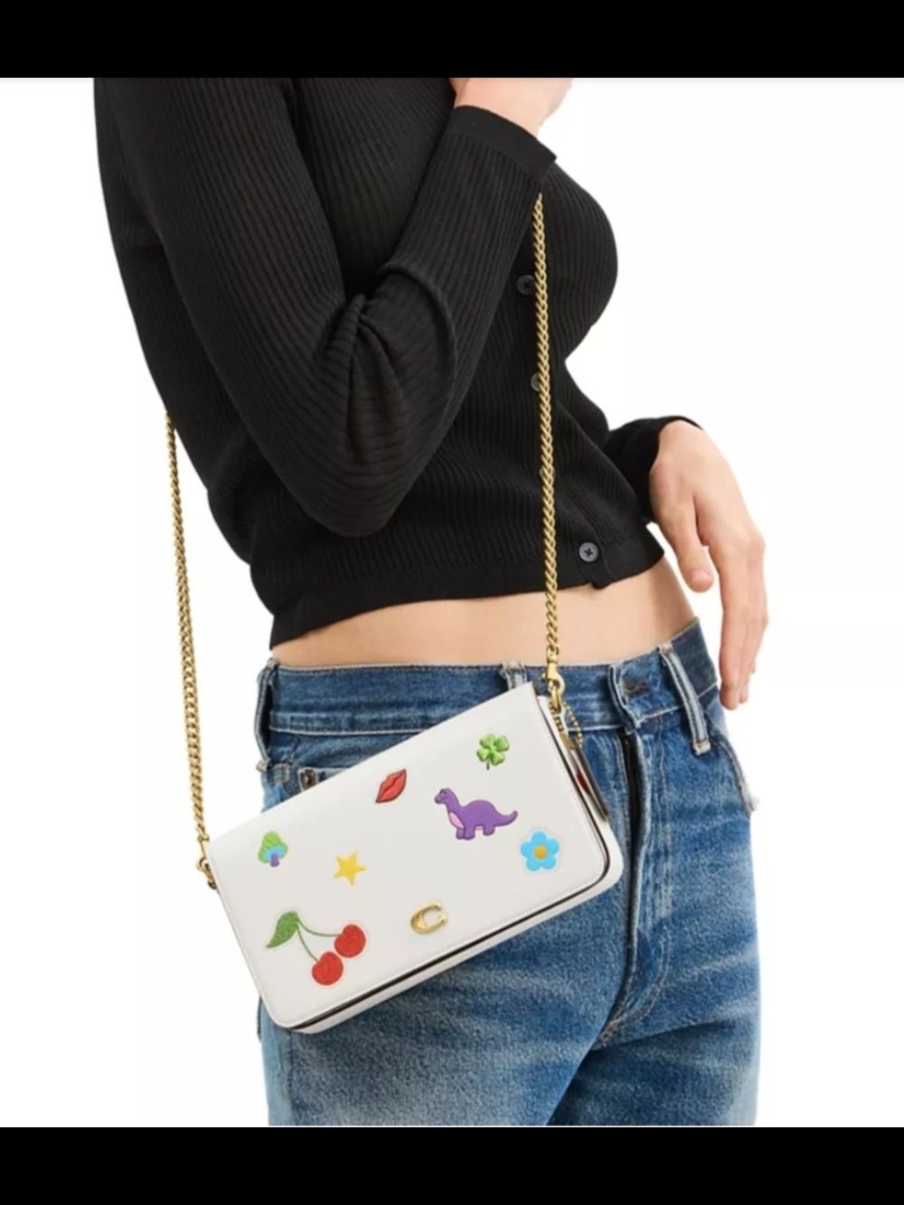 Coach Mila Crossbody Bag With Sticker Print Chalk Multi Chain Strap - Picture 2 of 4